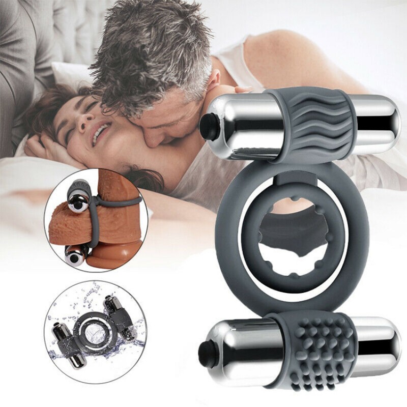 Double Bullet Penis Ring Vibrating Cock Ring Delay